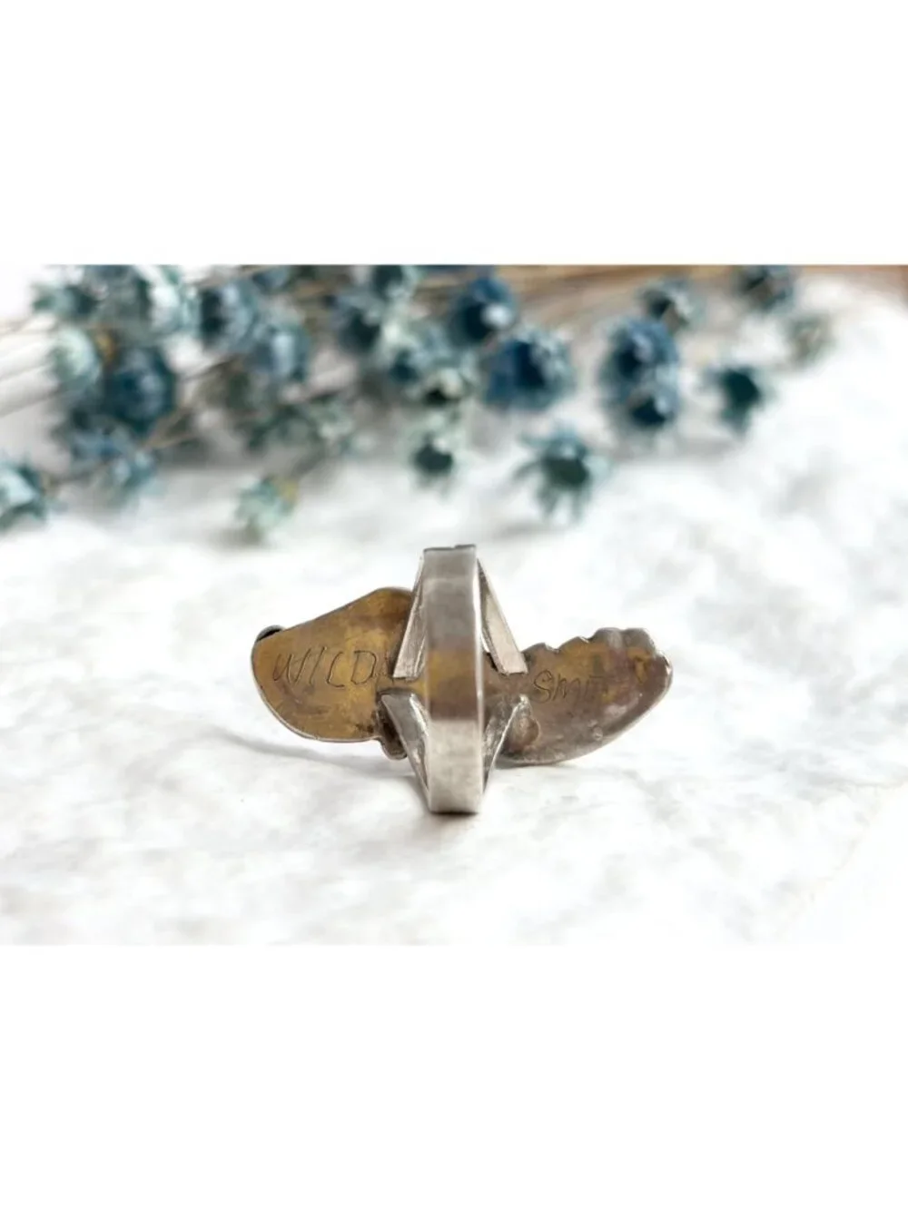ZUNI Coral WILD SMITH Southwest Sterling Silver 925 Vintage Ring - sz 4.5